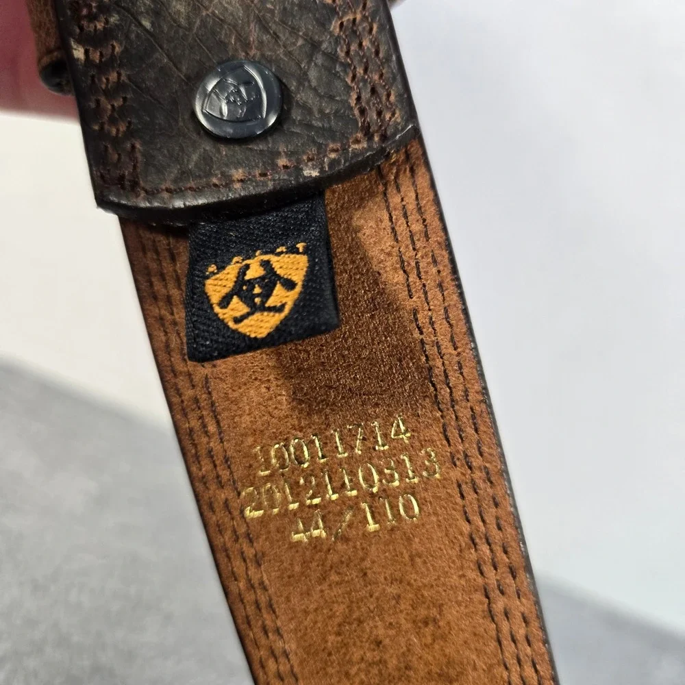 Ariat Mens Brown Distressed Full Grain Leather Western Belt 44 10011714